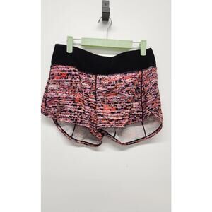 Lululemon Speed Up Shorts 2.5" Mid Rise, Size 8 In Flash Pleat Orange Multi/Blac